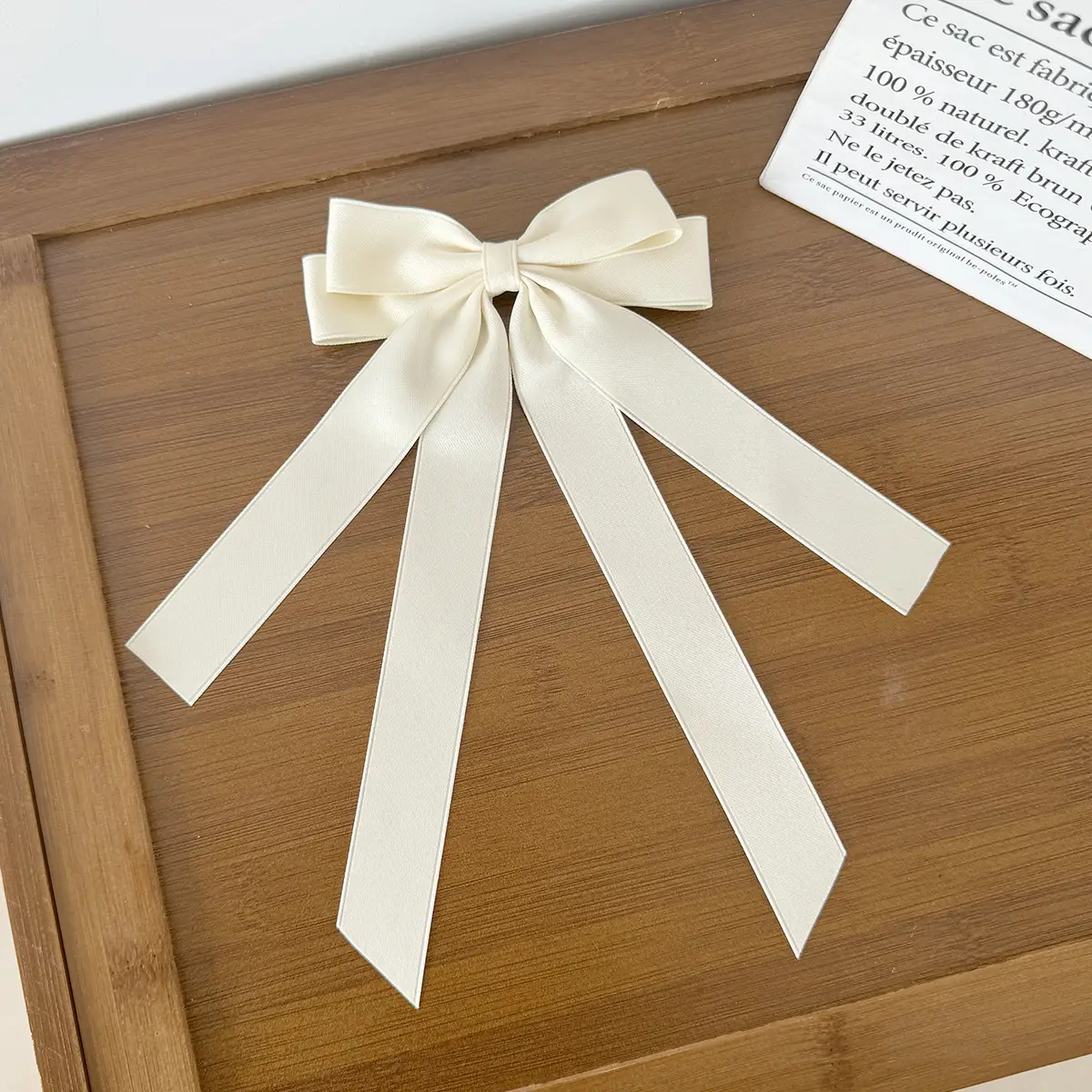 Sweet Girl Bow Ribbon Hairpin White High-end Hair Accessory — feature 17