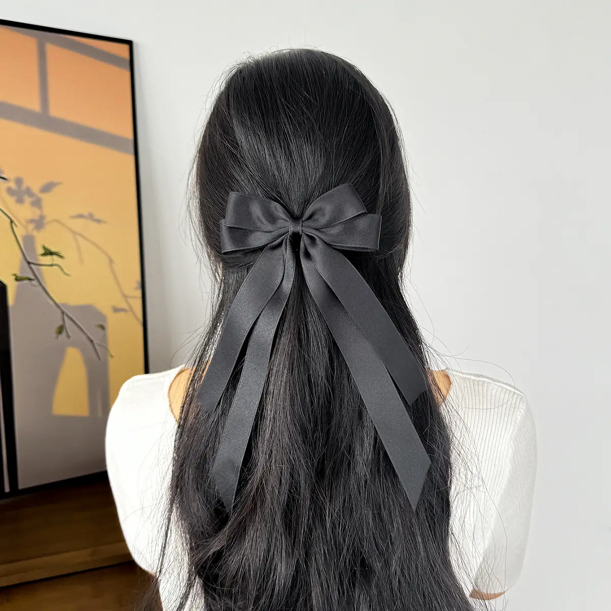 Sweet Girl Bow Ribbon Hairpin White High-end Hair Accessory — feature 4
