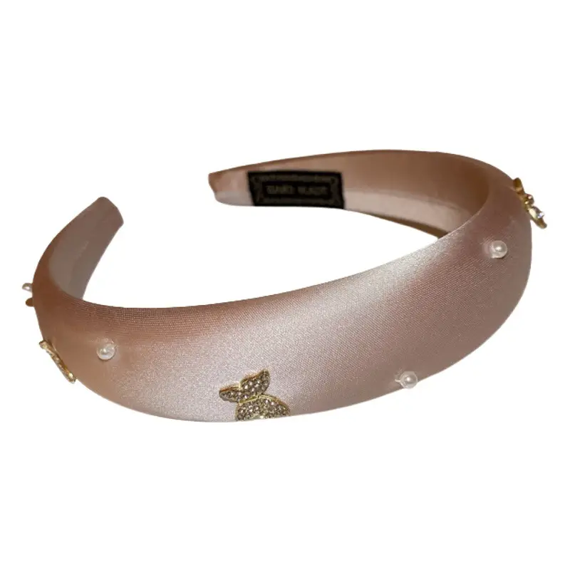 Diamond Pearl Butterfly Sponge Hair Band Pink White Black