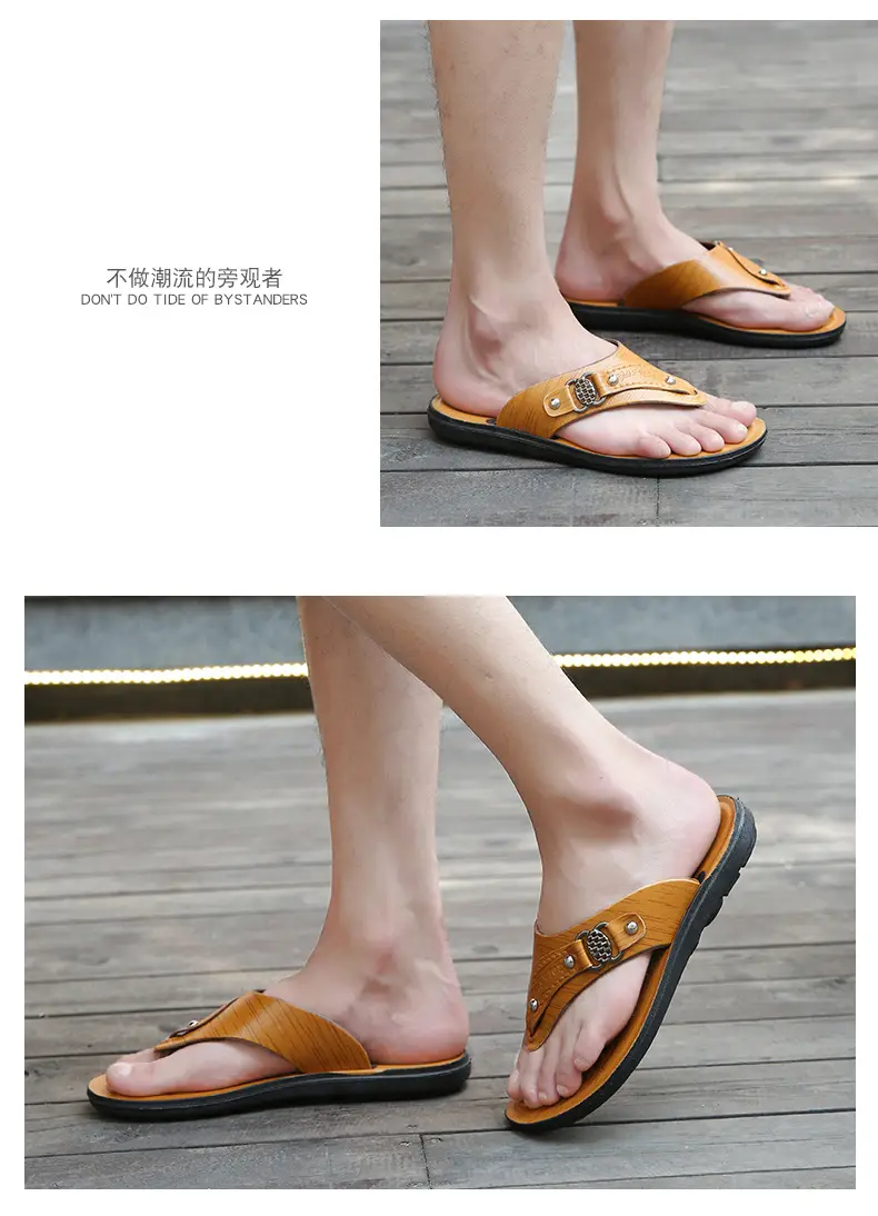 Men's Tan Leather Flip-Flops Summer 2024 — feature 12