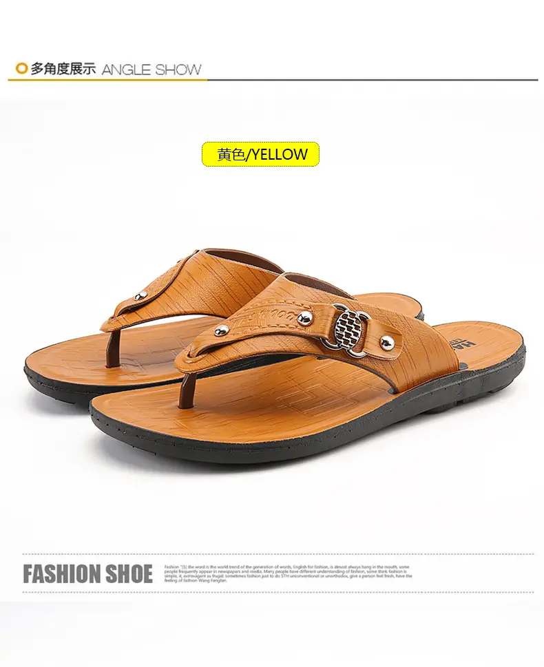 Men's Tan Leather Flip-Flops Summer 2024 — feature 13