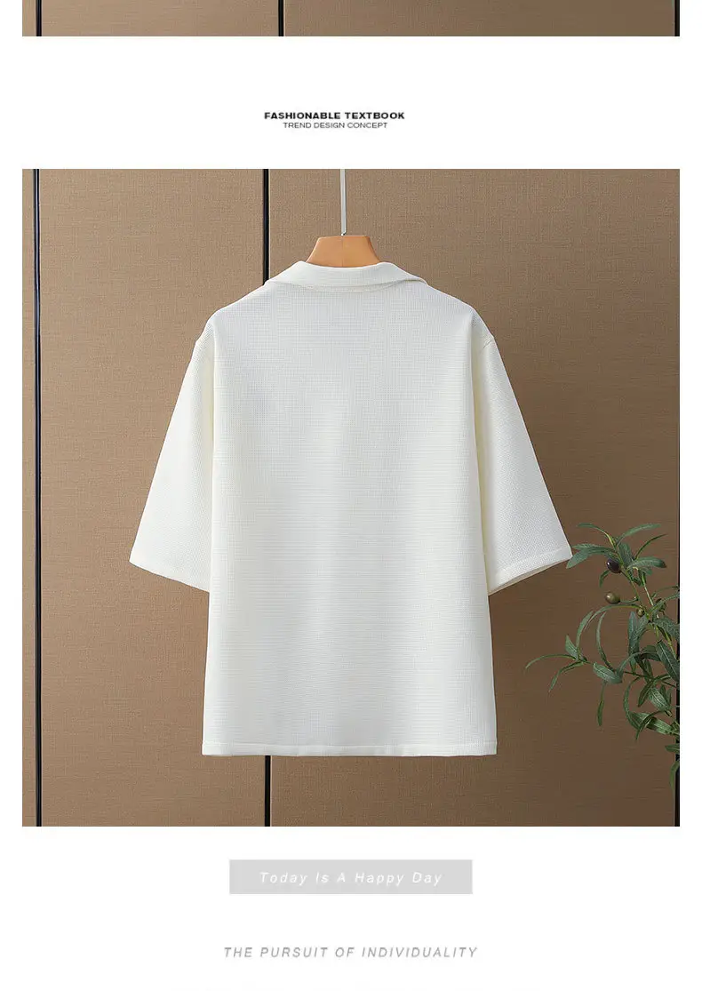 Men's Black Bamboo Leaf Embroidered Short Shirt — feature 7