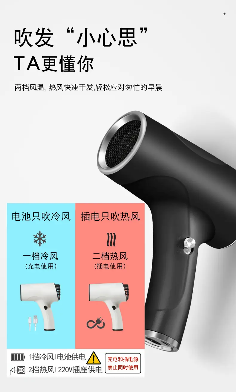 Pink Rechargeable Hair Dryer with Negative Ion Technology — feature 7