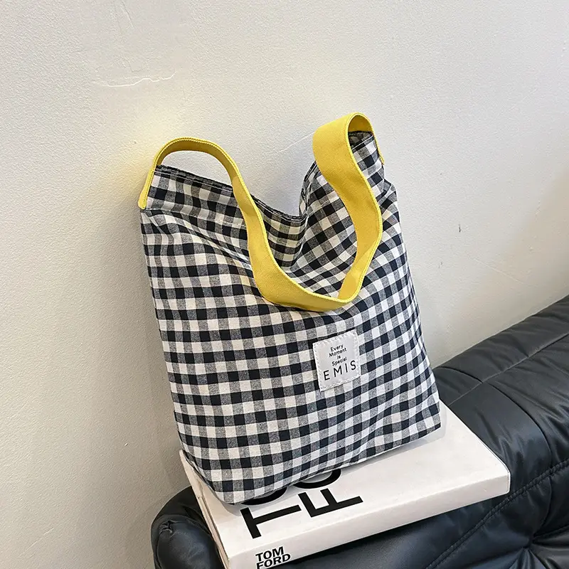 Blue Checkered Shoulder Bag for Women Spring 2024 - Image 6