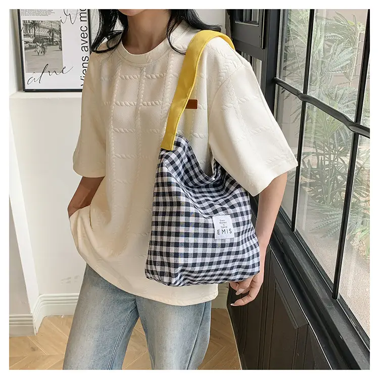 Blue Checkered Shoulder Bag for Women Spring 2024 — feature 12