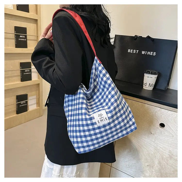 Blue Checkered Shoulder Bag for Women Spring 2024 — feature 14