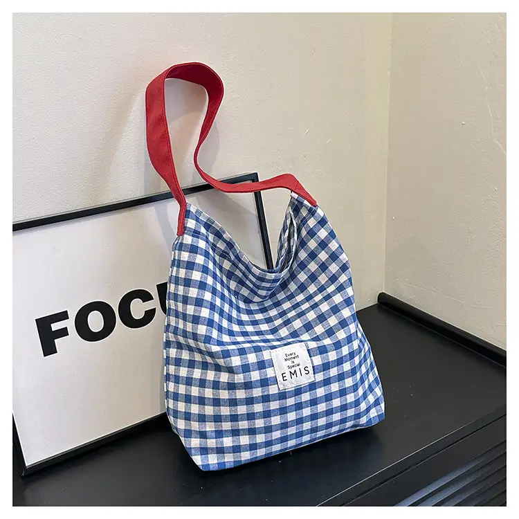 Blue Checkered Shoulder Bag for Women Spring 2024 — feature 23