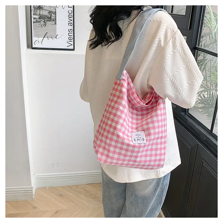 Blue Checkered Shoulder Bag for Women Spring 2024 — feature 9