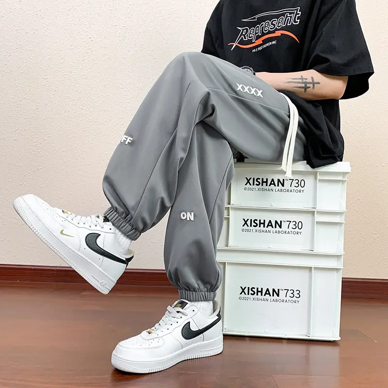Men Black Straight Ice Silk Pants Summer Loose Wide Leg Sports Casual - Image 6