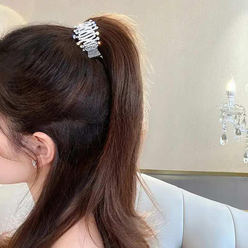 Black Pearl Semi-High Horse Hairpin Clip for Women — feature 2