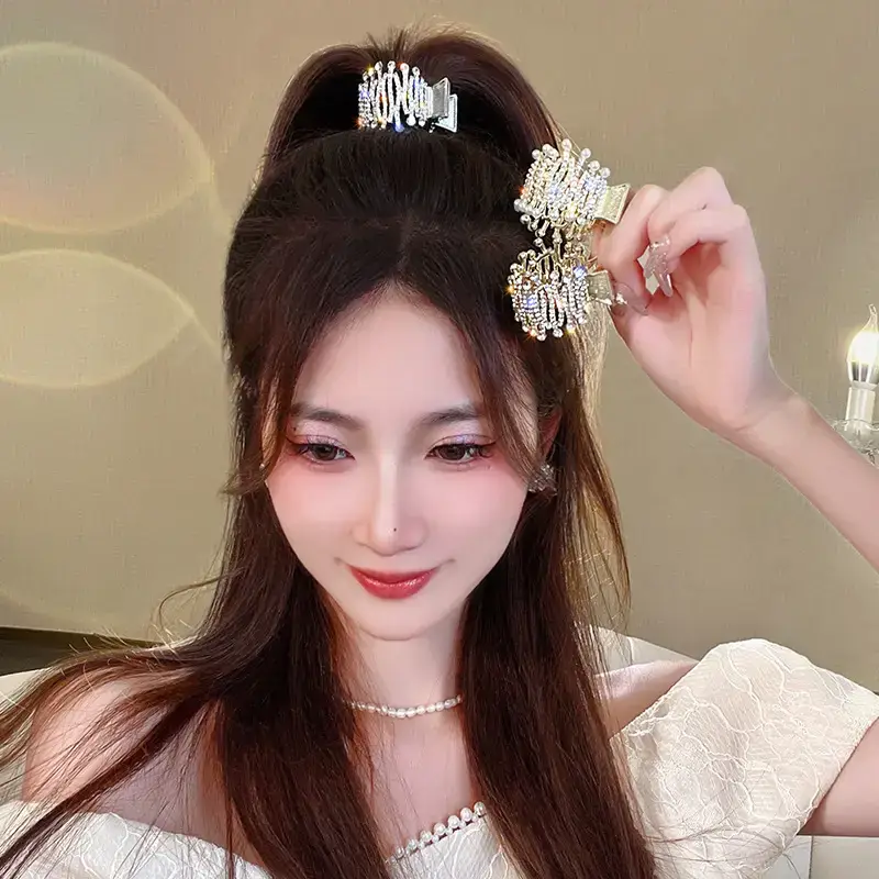 Black Pearl Semi-High Horse Hairpin Clip for Women — feature 4