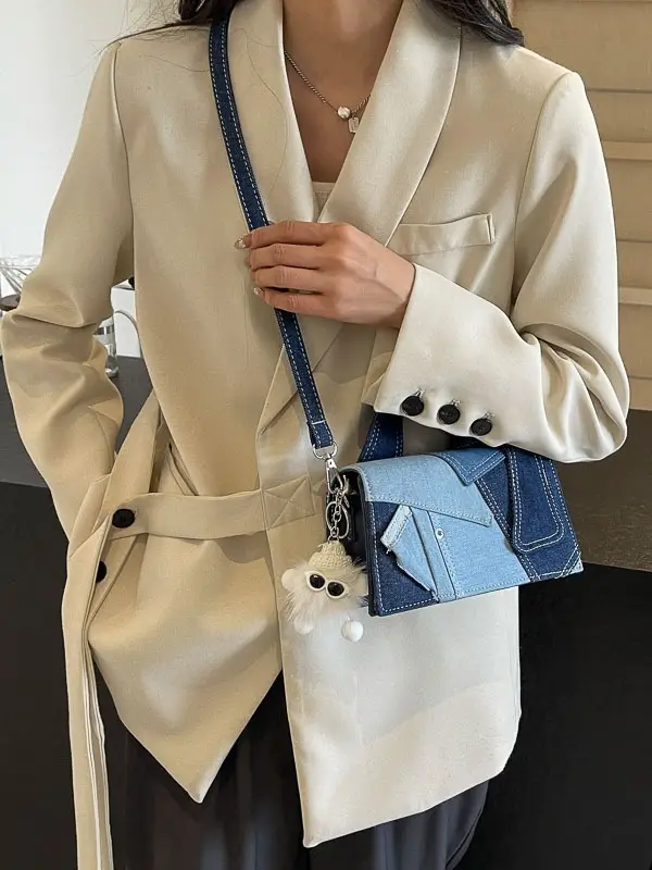 Women Denim Crossbody Bag Blue 2024 New - Image 7