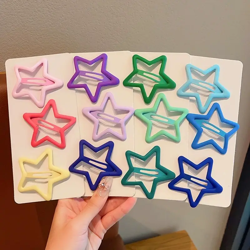 5-Point Star Hair Clip for Girls Women Matte Black