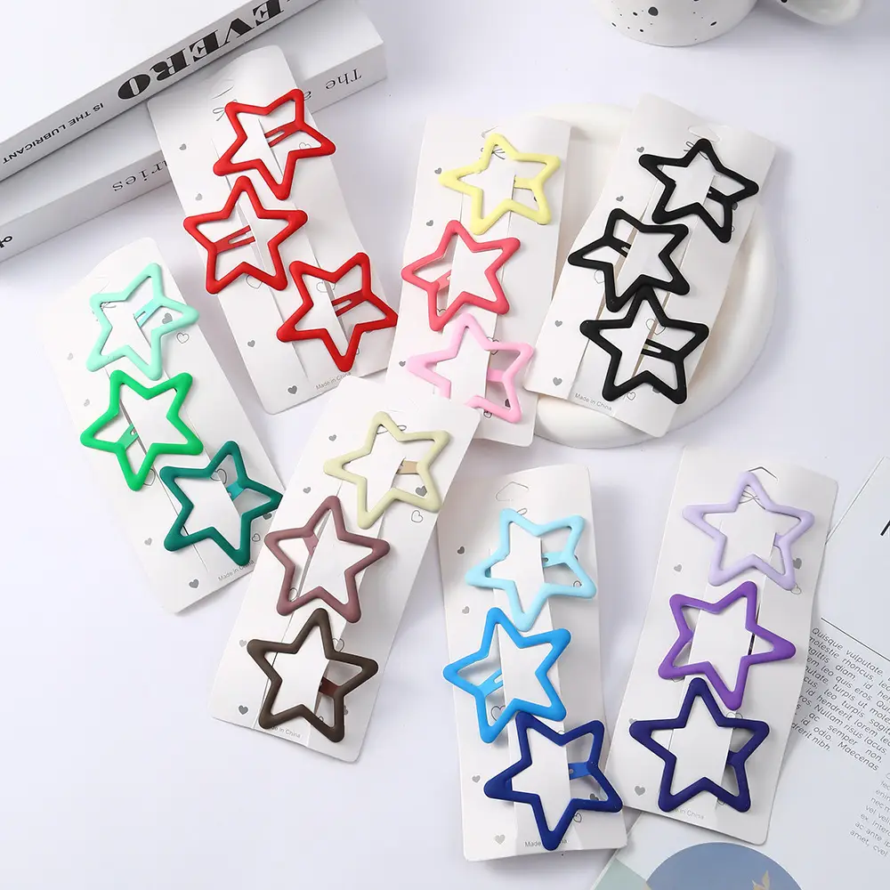 5-Point Star Hair Clip for Girls Women Matte Black - Image 9