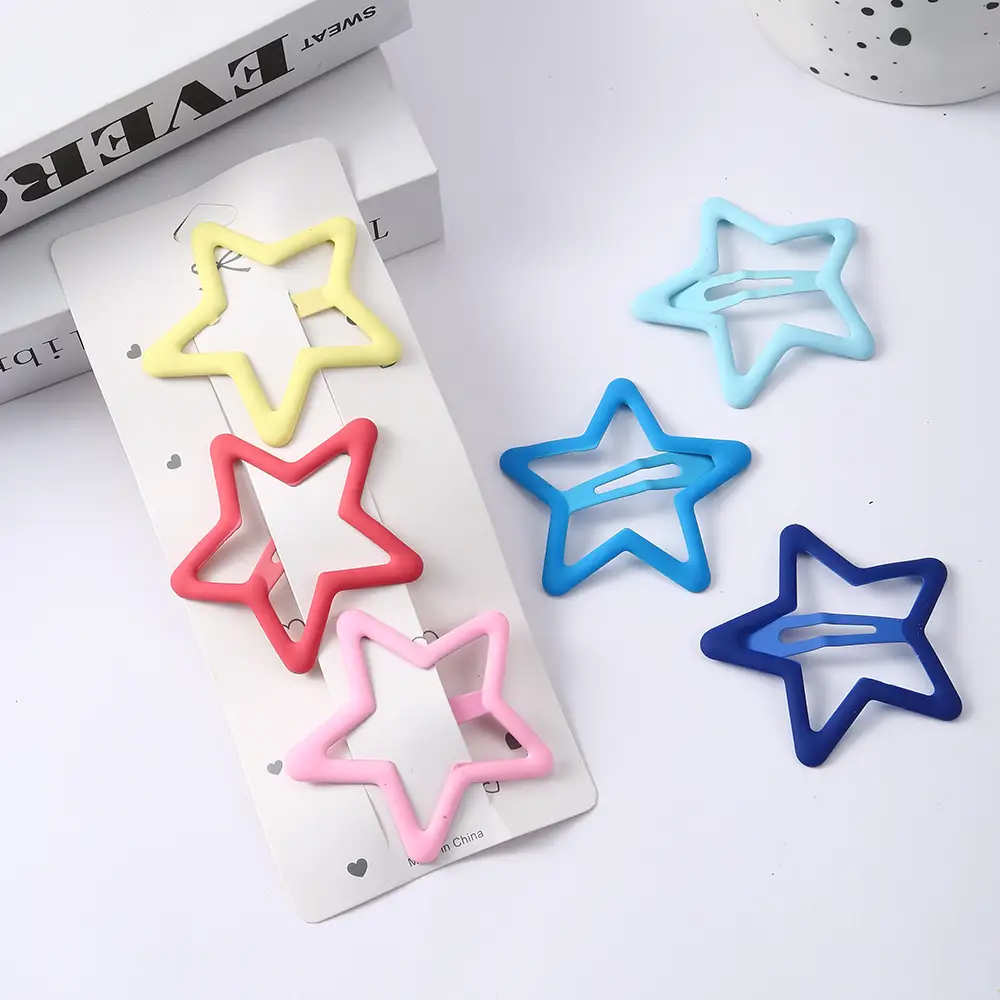 5-Point Star Hair Clip for Girls Women Matte Black — feature 10