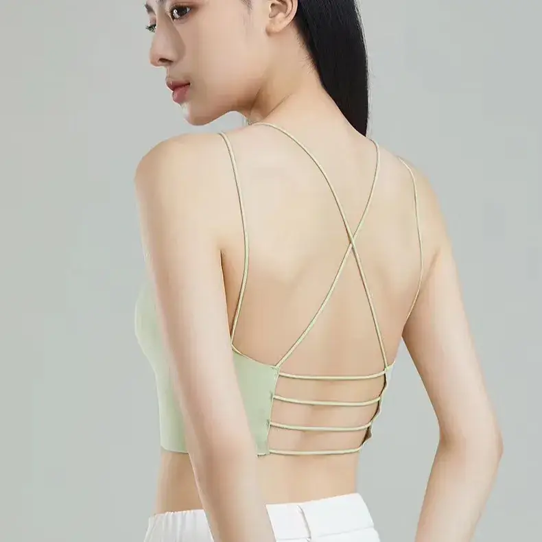 Cotton Back Suspenders Bra Vest Light Green Cup - Image 3