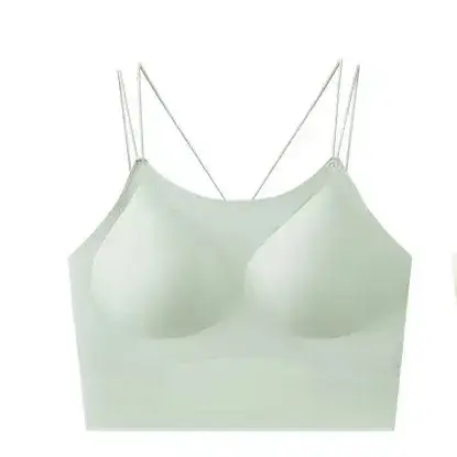 Cotton Back Suspenders Bra Vest Light Green Cup - Image 5