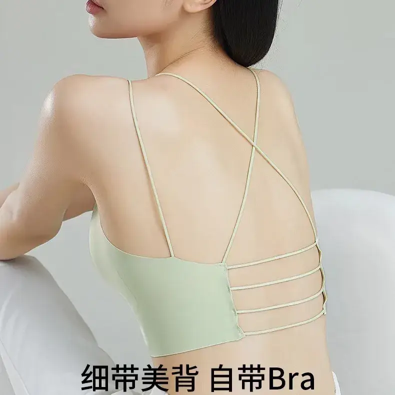Cotton Back Suspenders Bra Vest Light Green Cup