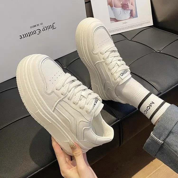 White Shoes Women's 2024 Spring New Korean Style Student All-match Platform Platform Height Increasing Fashion Internet Celebrant Casual Sneakers - Image 5