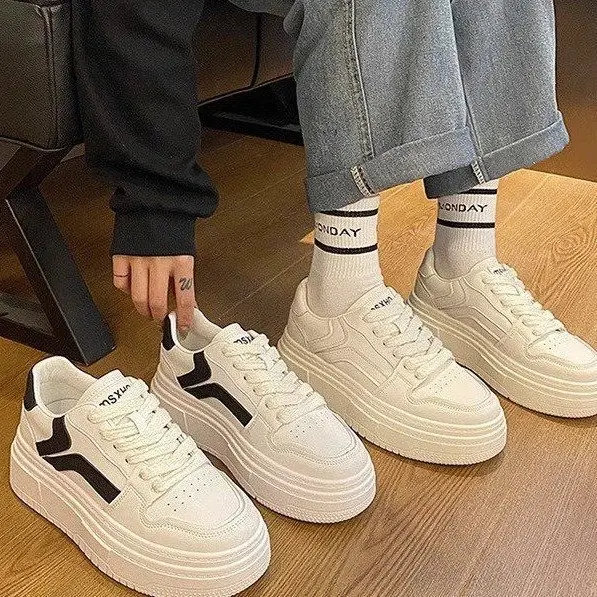 White Shoes Women's 2024 Spring New Korean Style Student All-match Platform Platform Height Increasing Fashion Internet Celebrant Casual Sneakers — feature 1