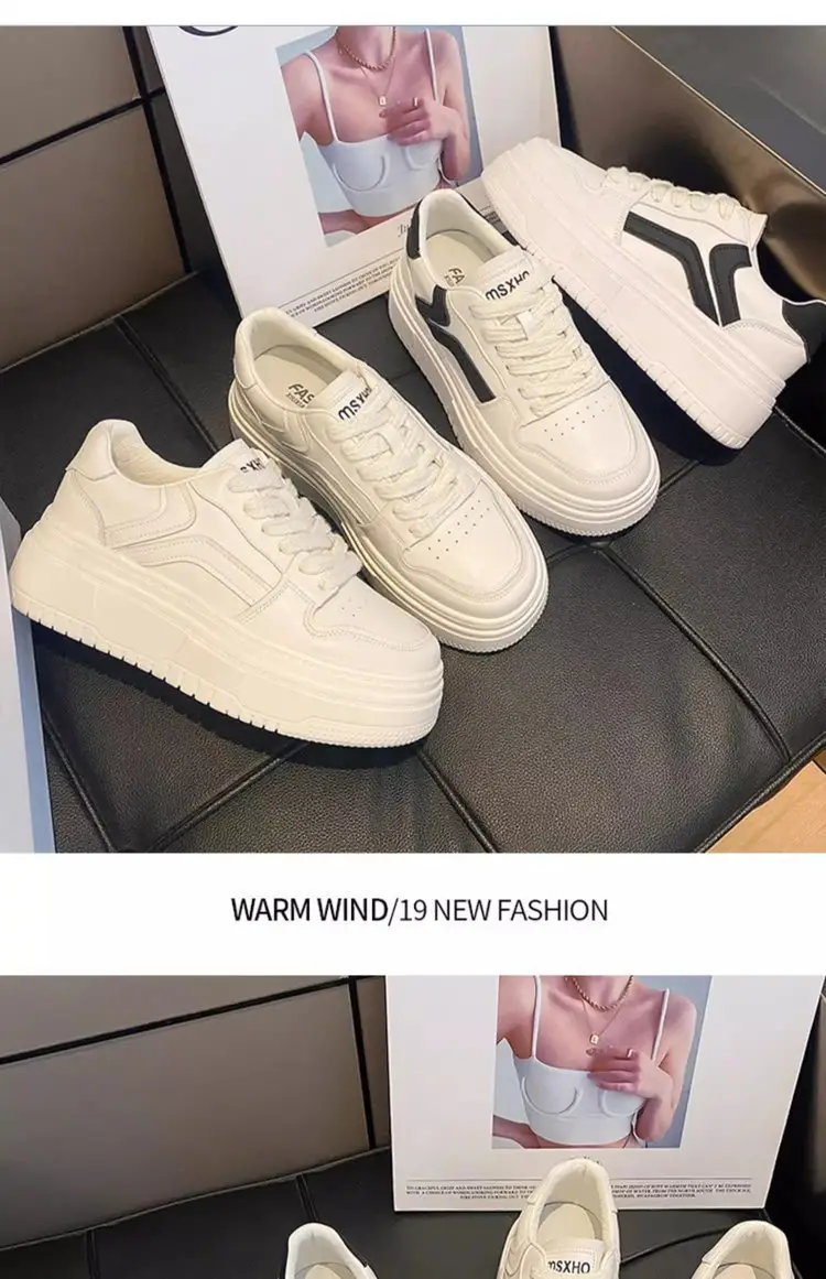 White Shoes Women's 2024 Spring New Korean Style Student All-match Platform Platform Height Increasing Fashion Internet Celebrant Casual Sneakers — feature 10