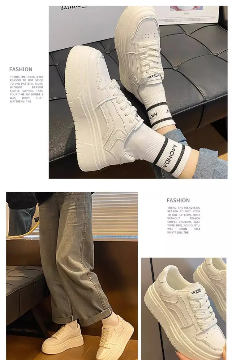 White Shoes Women's 2024 Spring New Korean Style Student All-match Platform Platform Height Increasing Fashion Internet Celebrant Casual Sneakers — feature 11