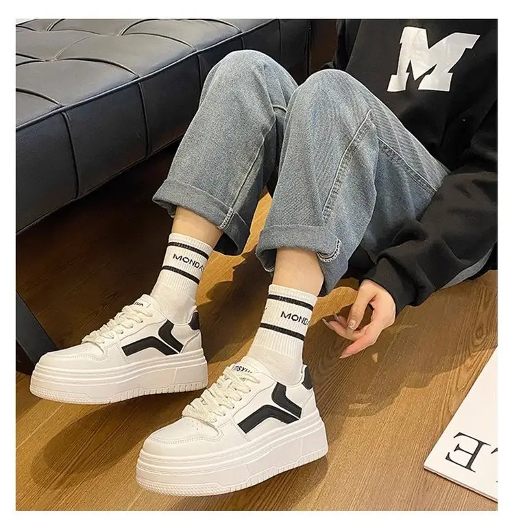 White Shoes Women's 2024 Spring New Korean Style Student All-match Platform Platform Height Increasing Fashion Internet Celebrant Casual Sneakers — feature 5