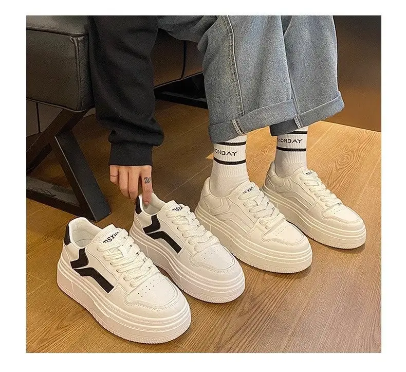 White Shoes Women's 2024 Spring New Korean Style Student All-match Platform Platform Height Increasing Fashion Internet Celebrant Casual Sneakers — feature 6