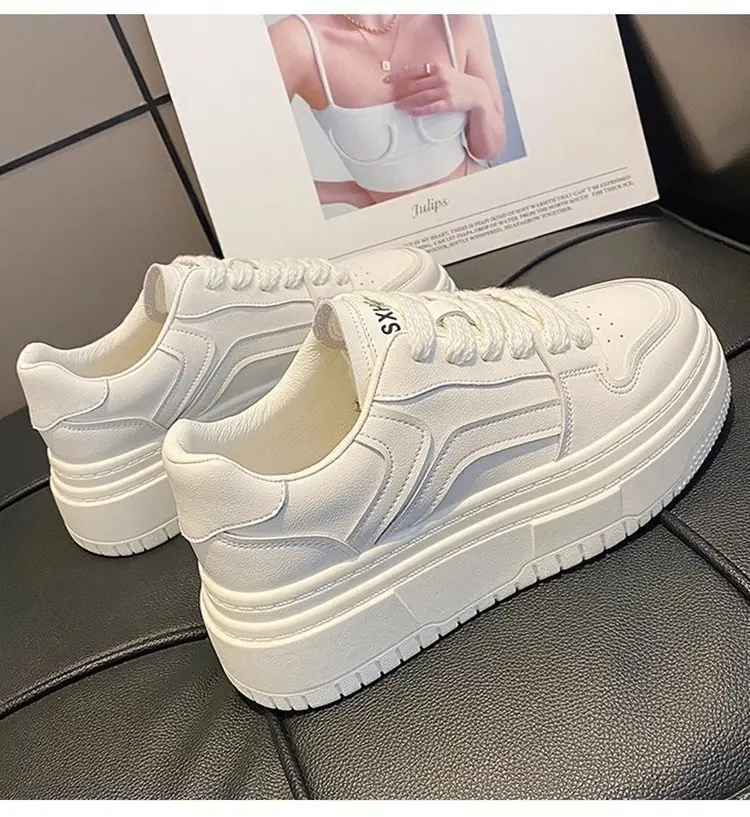 White Shoes Women's 2024 Spring New Korean Style Student All-match Platform Platform Height Increasing Fashion Internet Celebrant Casual Sneakers — feature 7