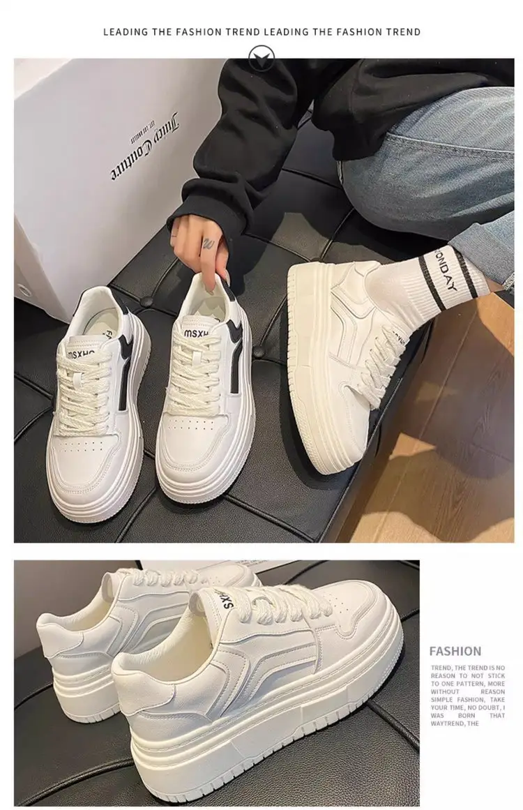 White Shoes Women's 2024 Spring New Korean Style Student All-match Platform Platform Height Increasing Fashion Internet Celebrant Casual Sneakers — feature 9
