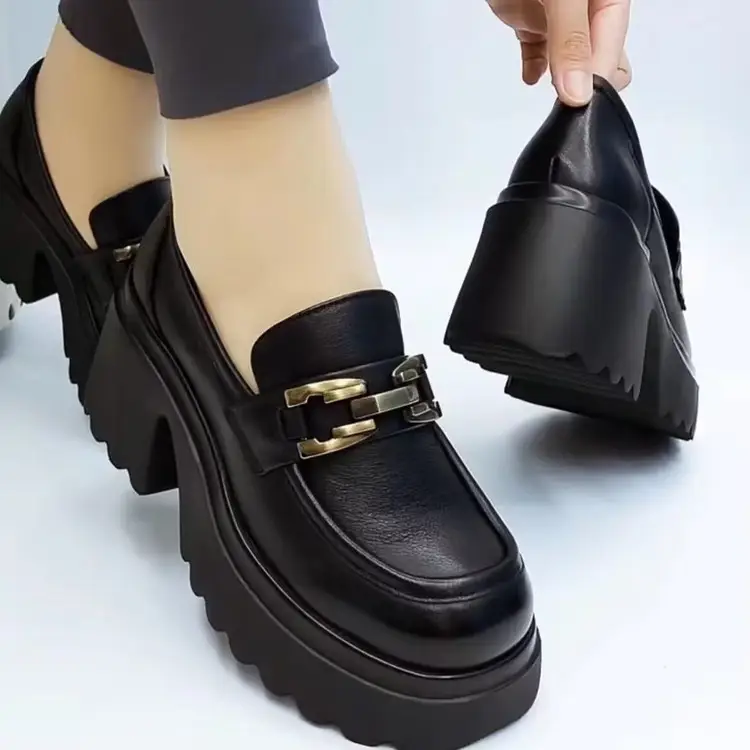 British Work Small Leather Shoes Women's 2024 Spring New Thick Sole Soft Leather Loafers Single-layer Shoes