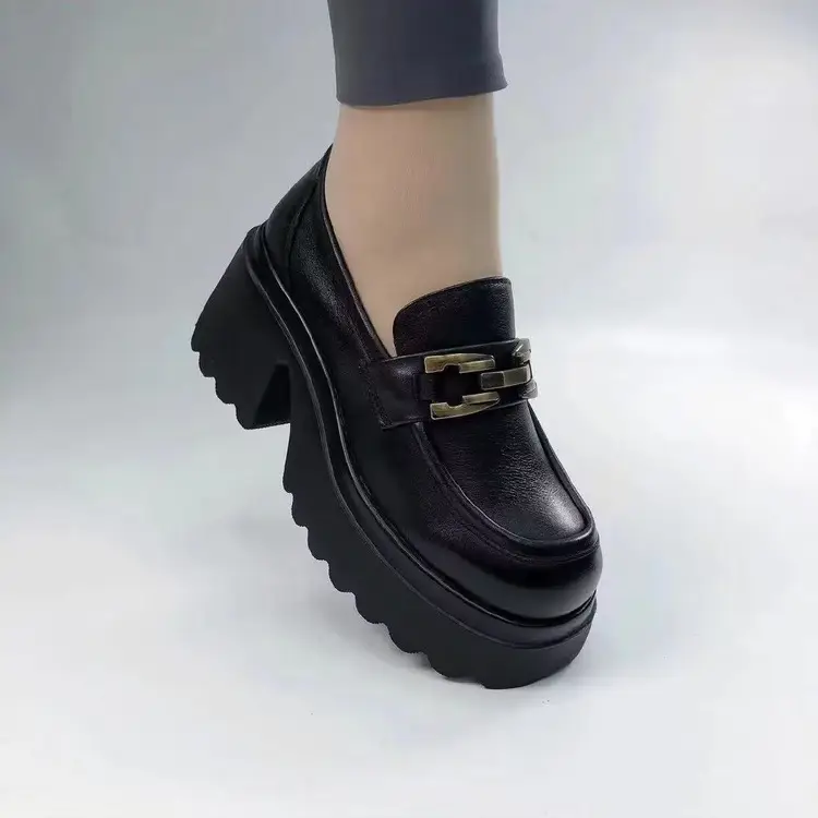 British Work Small Leather Shoes Women's 2024 Spring New Thick Sole Soft Leather Loafers Single-layer Shoes — feature 8