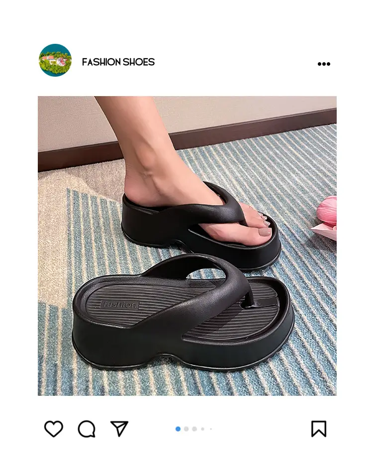 Pink Thick Bottom Flip Flops Summer 2024 Non-Slip EVA â feature 1