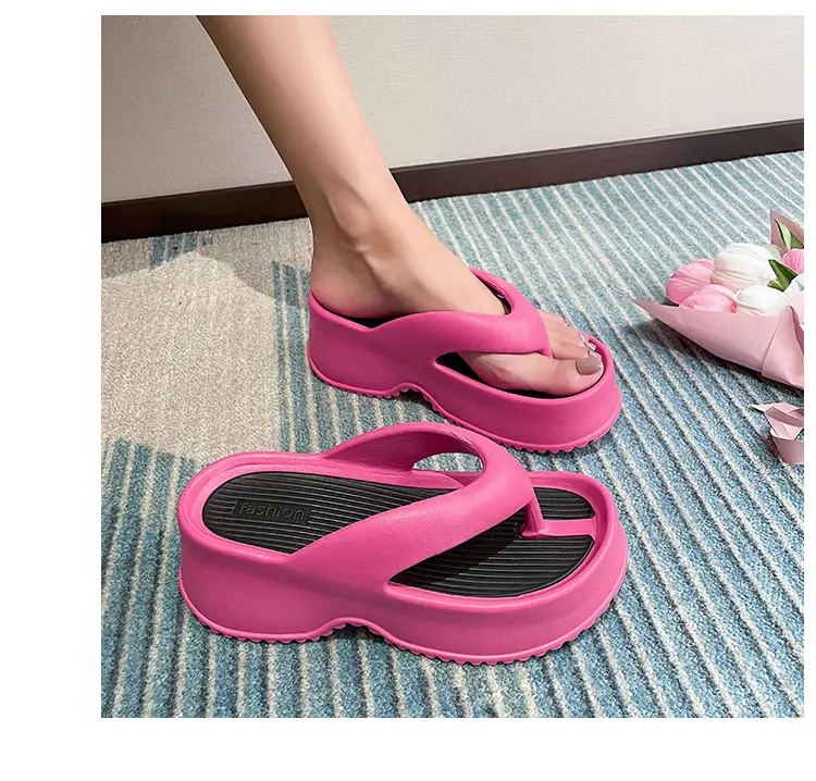 Pink Thick Bottom Flip Flops Summer 2024 Non-Slip EVA â feature 12