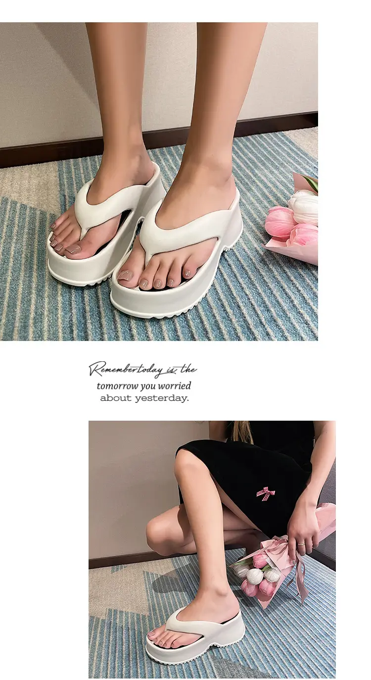 Pink Thick Bottom Flip Flops Summer 2024 Non-Slip EVA â feature 13