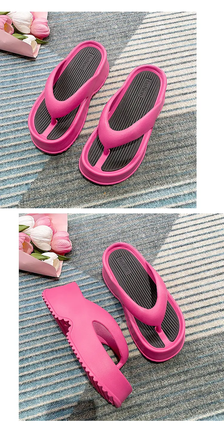 Pink Thick Bottom Flip Flops Summer 2024 Non-Slip EVA â feature 21