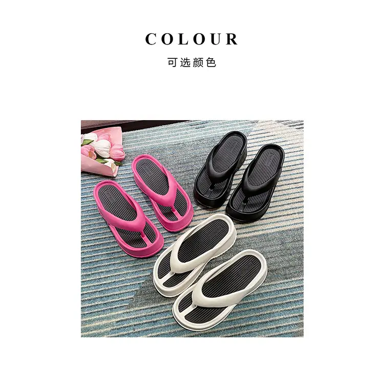 Pink Thick Bottom Flip Flops Summer 2024 Non-Slip EVA â feature 3