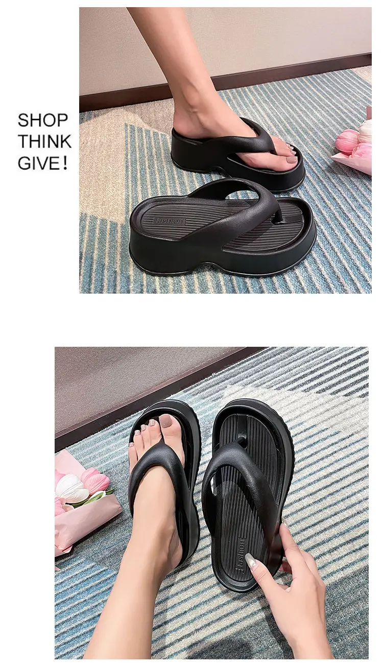 Pink Thick Bottom Flip Flops Summer 2024 Non-Slip EVA â feature 9