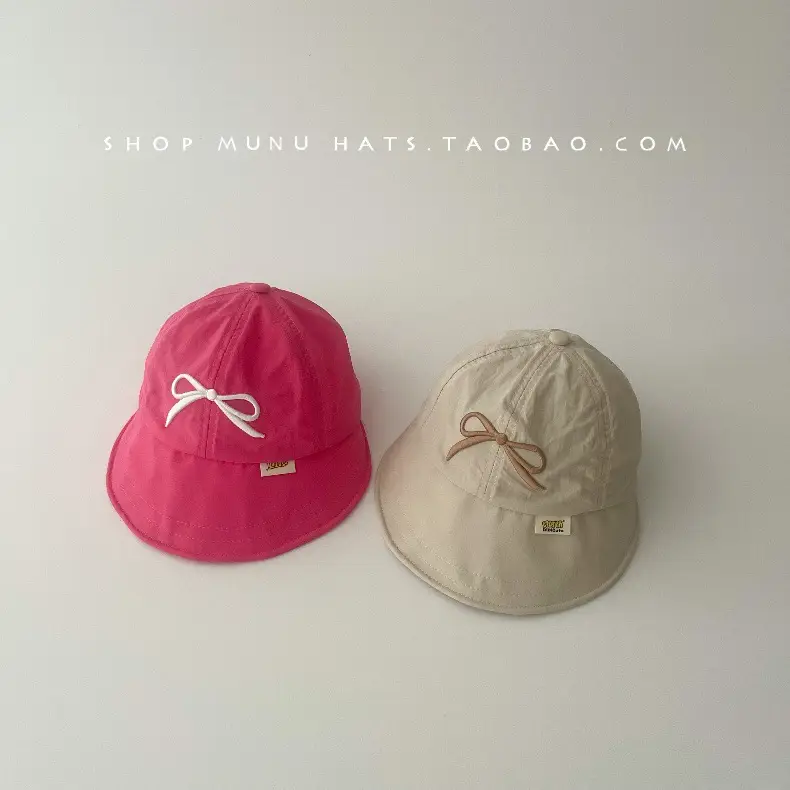 Baby's Pink & Blue Bow Cap Sunshade Hat for Girls — feature 11