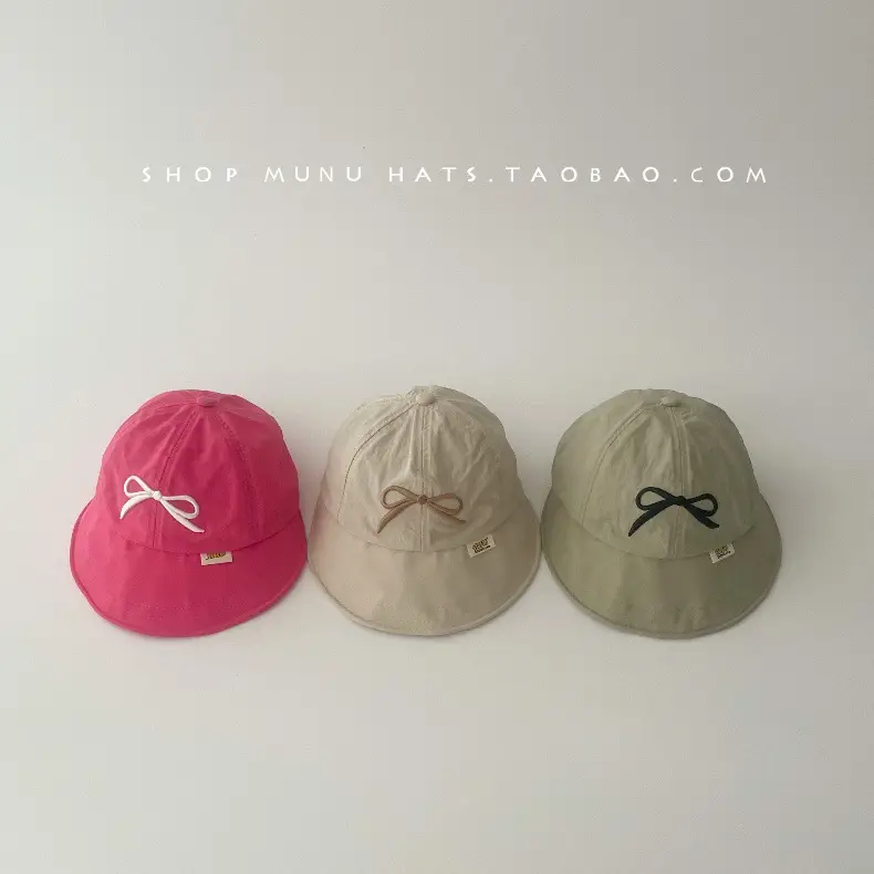 Baby's Pink & Blue Bow Cap Sunshade Hat for Girls — feature 5