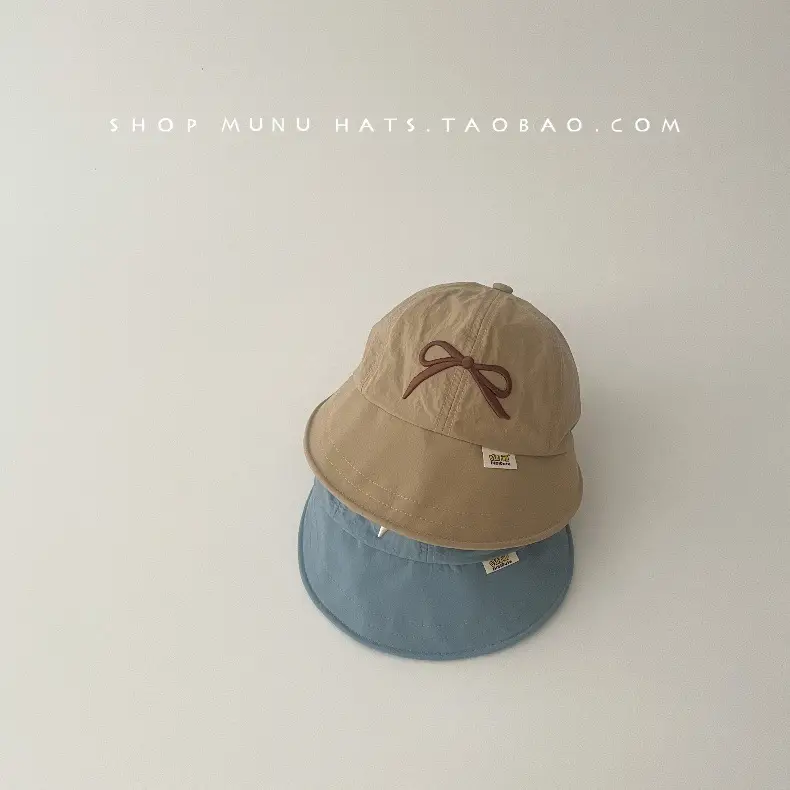 Baby's Pink & Blue Bow Cap Sunshade Hat for Girls — feature 7