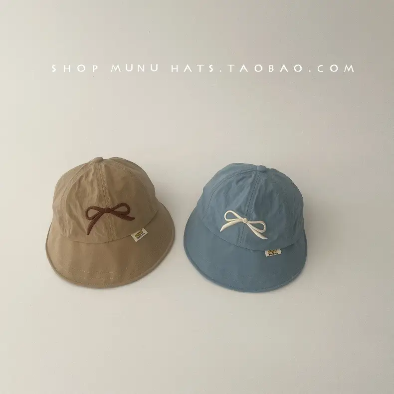 Baby's Pink & Blue Bow Cap Sunshade Hat for Girls — feature 9