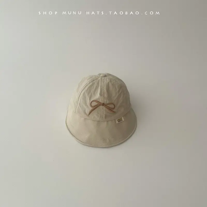 Baby's Pink & Blue Bow Cap Sunshade Hat for Girls - Image 2