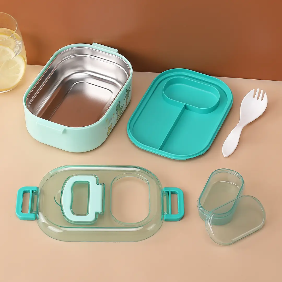 New Cute Cartoon Student 304 Stainless Steel Dinner Plate with Spoon School Children Lunch Box Insulated Lunch Box — feature 14