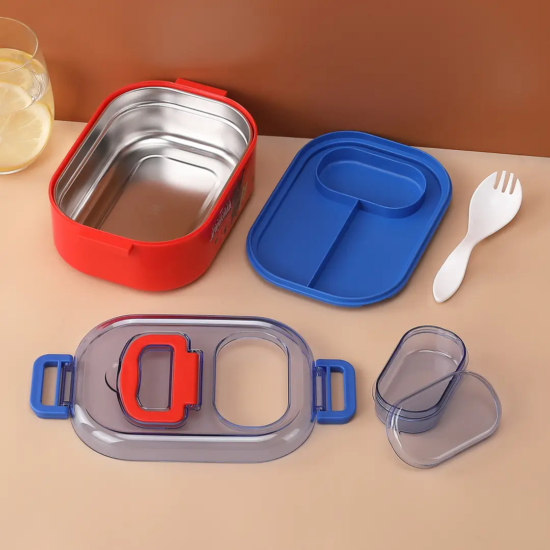 New Cute Cartoon Student 304 Stainless Steel Dinner Plate with Spoon School Children Lunch Box Insulated Lunch Box — feature 16