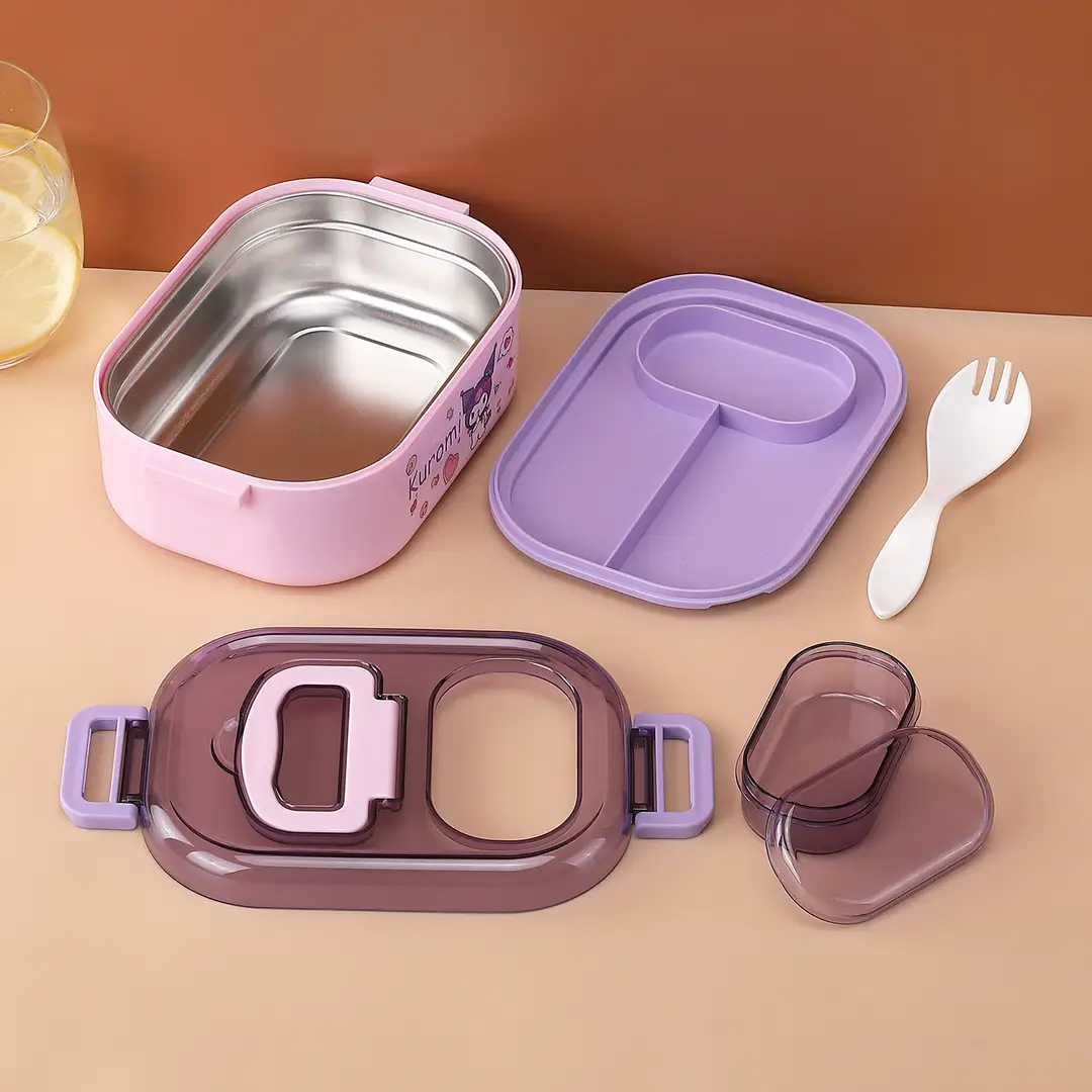 New Cute Cartoon Student 304 Stainless Steel Dinner Plate with Spoon School Children Lunch Box Insulated Lunch Box — feature 17