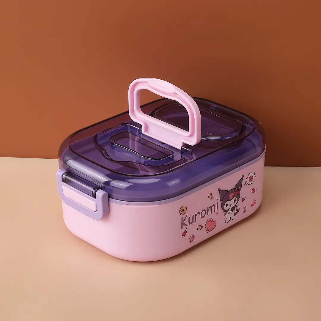 New Cute Cartoon Student 304 Stainless Steel Dinner Plate with Spoon School Children Lunch Box Insulated Lunch Box — feature 4