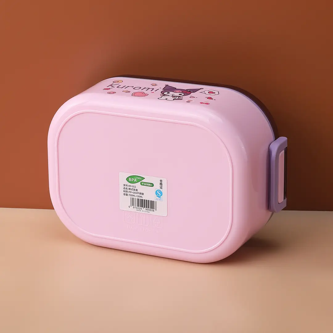 New Cute Cartoon Student 304 Stainless Steel Dinner Plate with Spoon School Children Lunch Box Insulated Lunch Box — feature 5