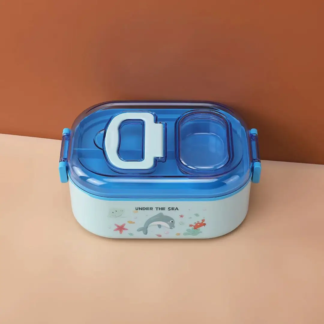 New Cute Cartoon Student 304 Stainless Steel Dinner Plate with Spoon School Children Lunch Box Insulated Lunch Box