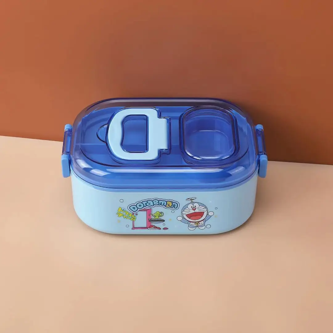 New Cute Cartoon Student 304 Stainless Steel Dinner Plate with Spoon School Children Lunch Box Insulated Lunch Box